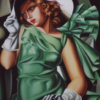 Femmes en robe verte 80×100 Cm